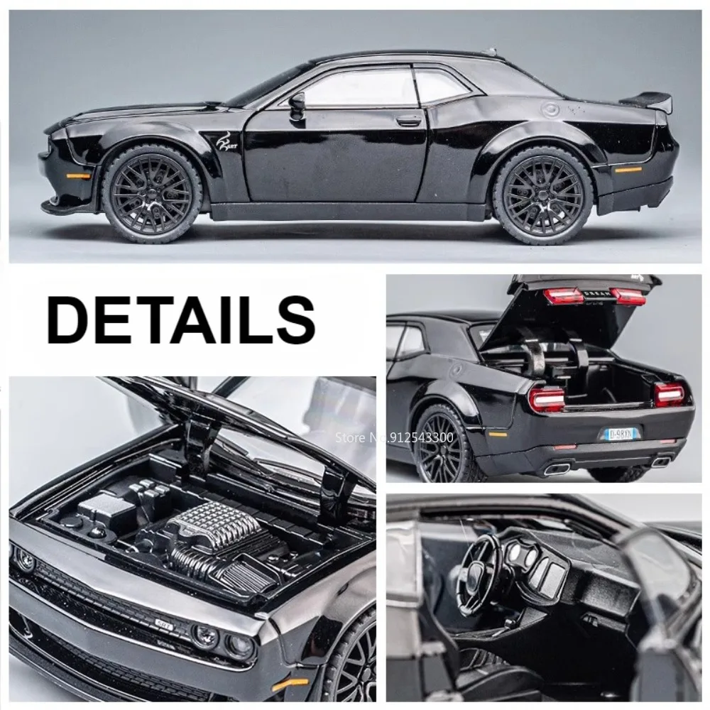 1:32 Skala Challenger Hellcat Model samochodu zabawkowego Diecast Metel Pull Back Muscle Cars Models Sound Light Collection Prezenty dla dzieci