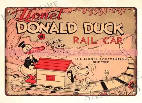 LIONEL CLOCKWORK RAIL CAR childhood toy tin sign retro reproductions