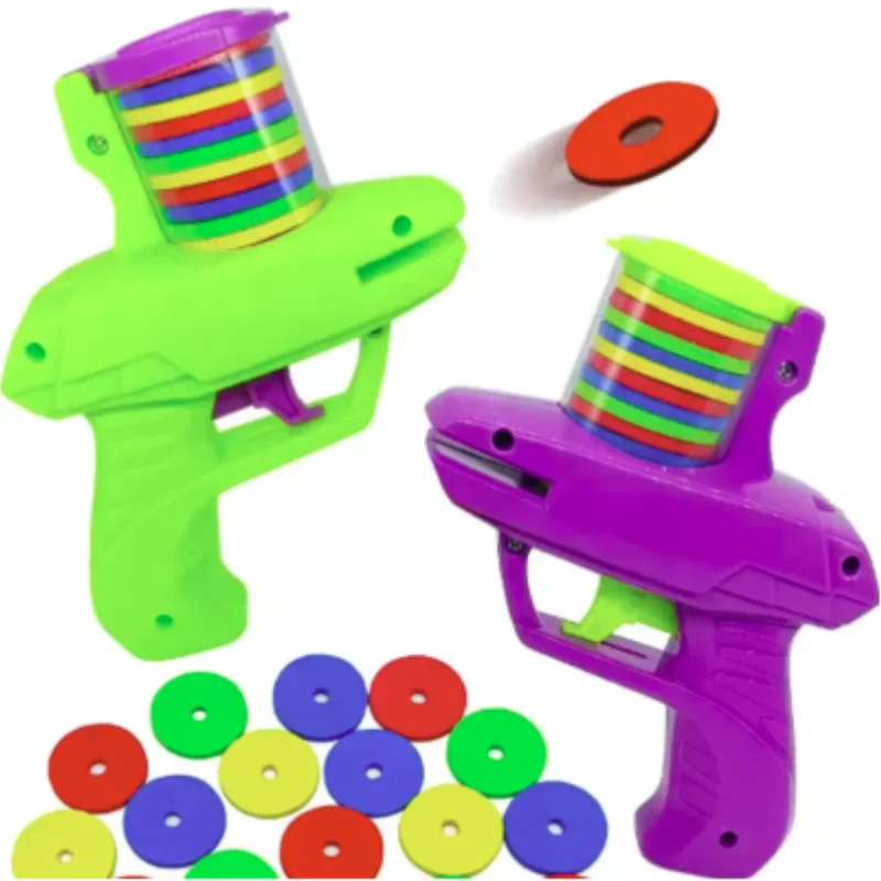 Juego interactivo de juguetes para perros y gatos con discos voladores coloridos, lanzador de pistola para mascotas para gatitos, adiestramiento interior y exterior, diversión para atrapar