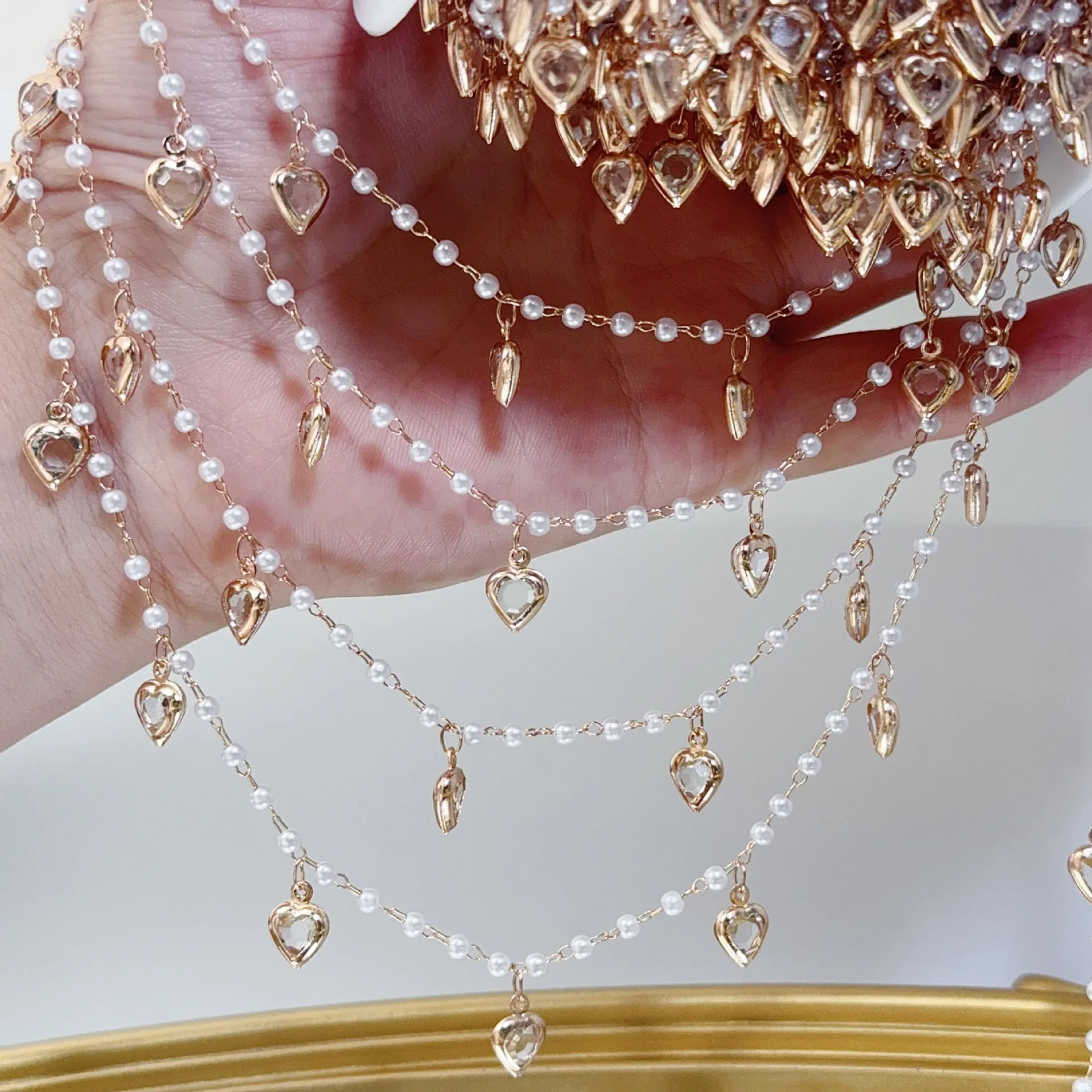 0,5 Meter/1 Meter Rosa Kristallherz-Messingkette für Schmuckherstellung 6mm Liebes-Anhänger Ketten Choker Halskette Kettenzubehör – Detail 4