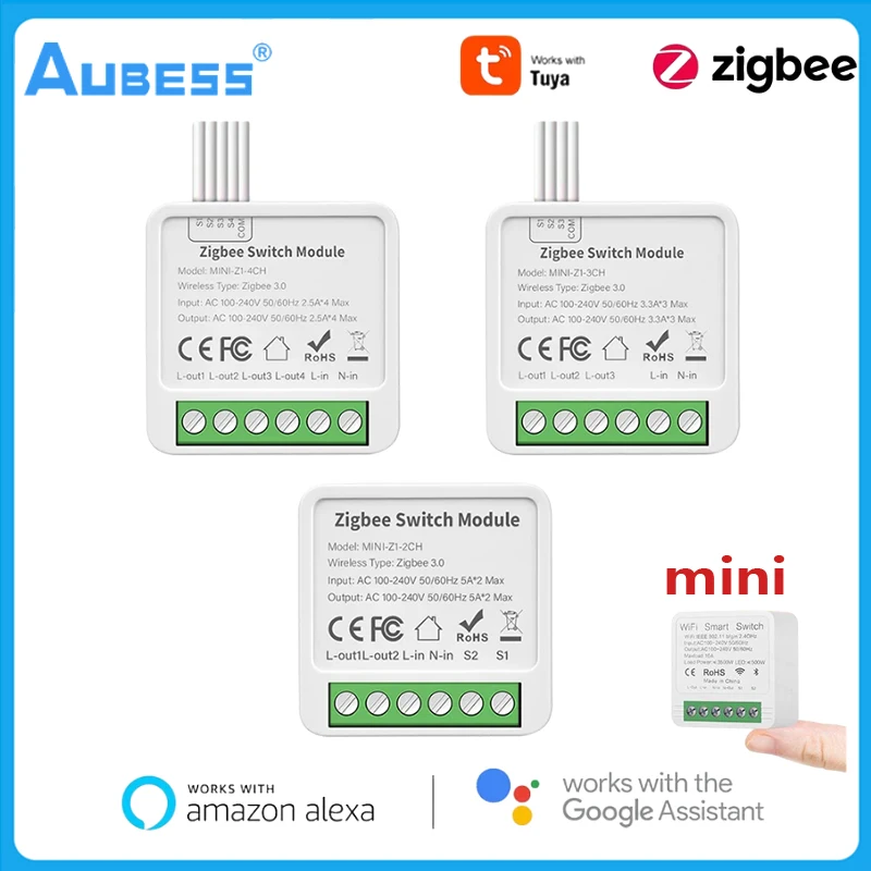 

Tuya Zigbee 1/2/3/4 Smart Gang Switch Module 2 Way Control DIY Breaker Smart home Work with Alexa Google Home Yandex alice