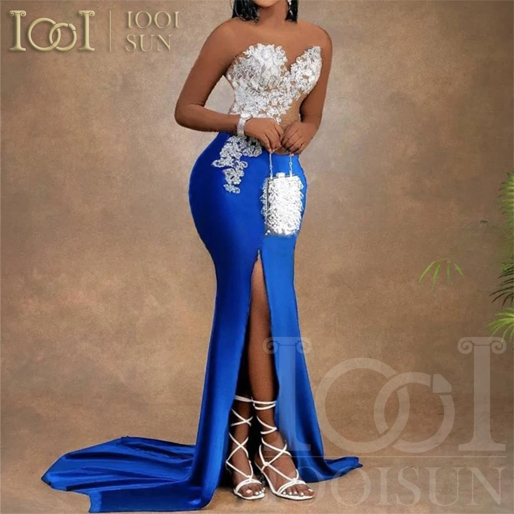 

IOOISUN Customized Royal Blue Satin Bridesmaid Dress One Shoulder Mermaid Formal Gowns for Guest Weddings Party Dress