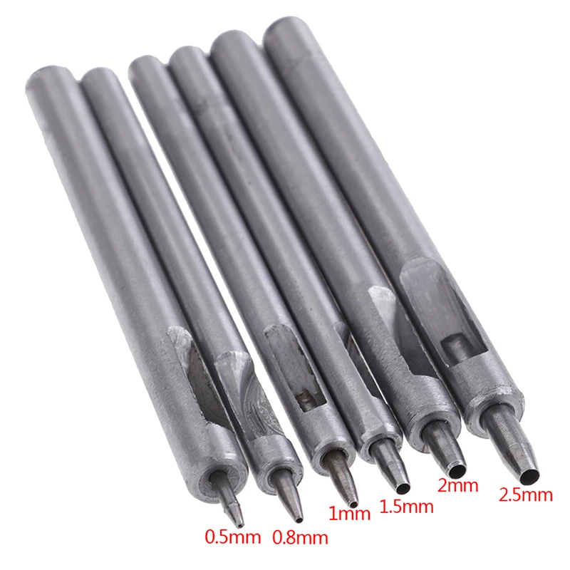 0.5mm,0.8mm,1.0mm,1.5mm,2.0mm,2.5mm Handmade DIY Belt Punching Leather Hole Punch Hollow Drilling Tool Craft Leather Puncher