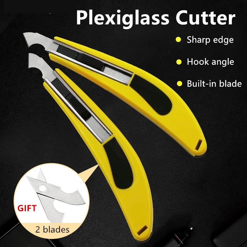 Perspex Cutter Hook Acrylic Cutting Tool with 3 Spare Blade Hook Knife Blades Steel DIY Plexiglass Repair Hand Organic Board