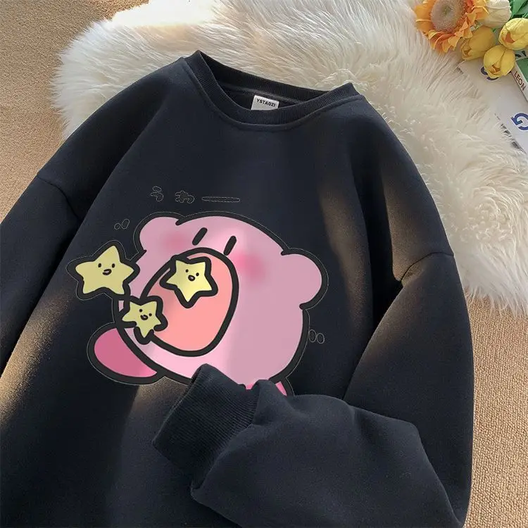 Harajuku Cute Star Pink Cartoon Sweatshirt Women Teenage Girls Kawaii Clothes O-neck Loose Oversized Japanese Y2K K Pop Clothes