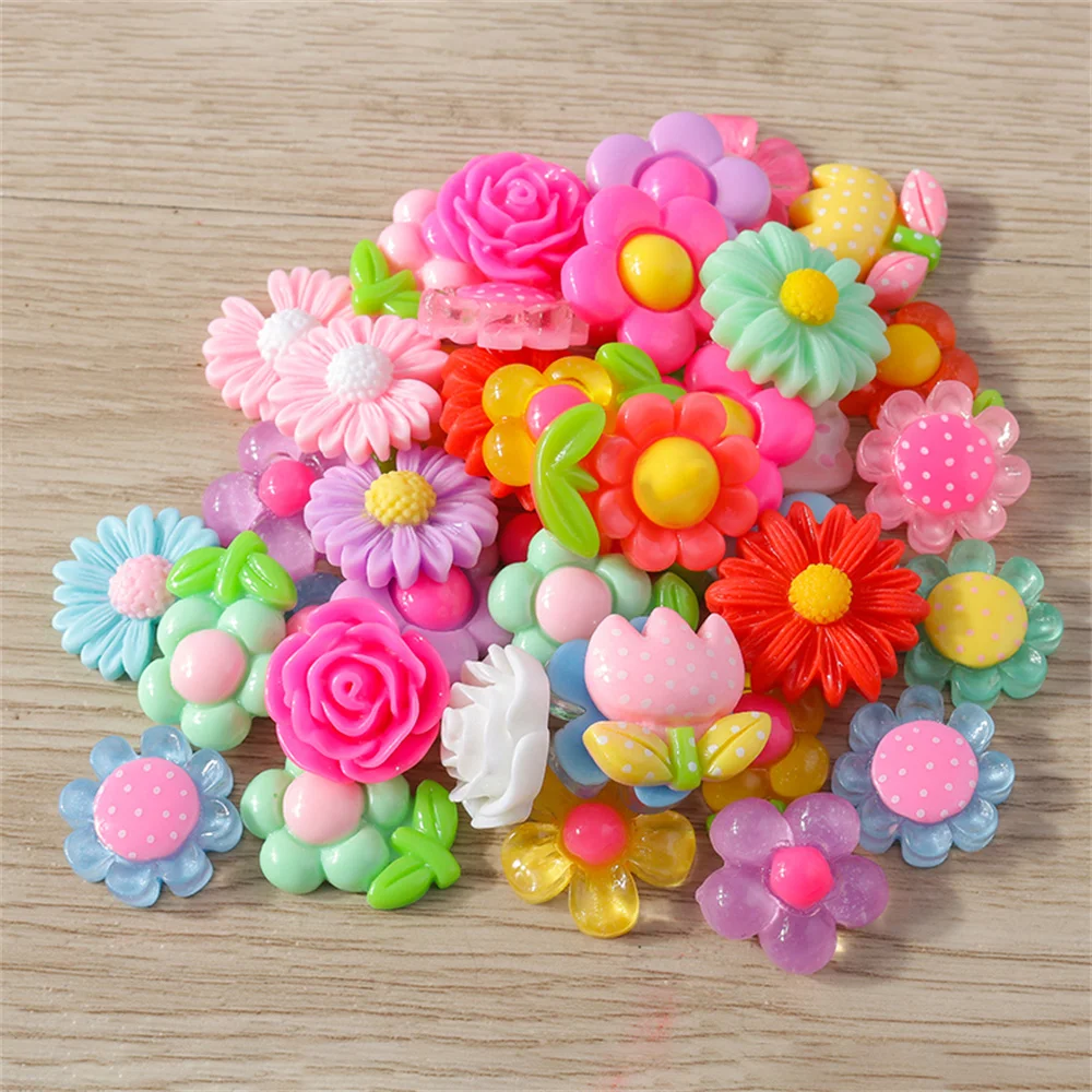 Tusember 15 Stück Niedliche Gemischte Tier-, Obst- und Blumen-Charms aus Acrylharz mit Flacher Rückseite für DIY Nagelkunst und Handyhüllen-Dekoration – Detail 2