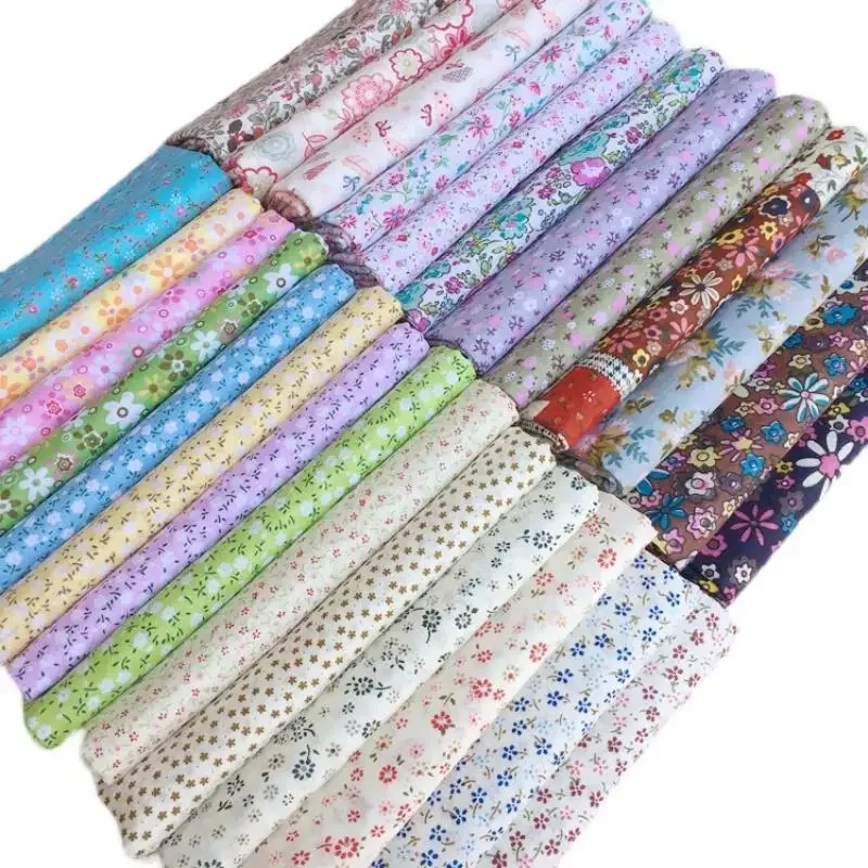 نسيج مطبوع عليه زهور من القطن الخالص لفساتين ملابس الأطفال وخياطة يدوية وخياطة اللحف وحرف القطن الناعمة