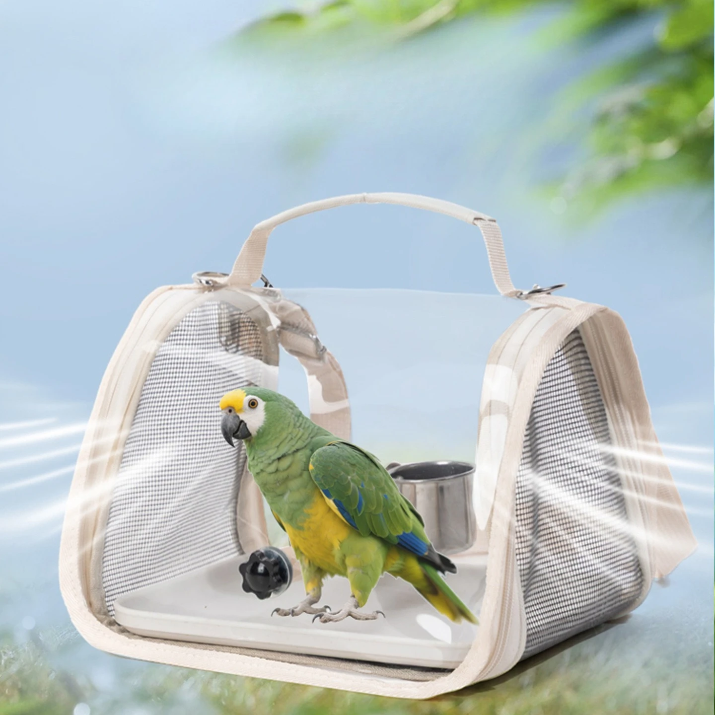 Parrot Out Portable Bird Bag Foldable Transparent Messenger Bird Backpack Tiger Skin Xuanfeng Pet Outer Bag Bird Cage