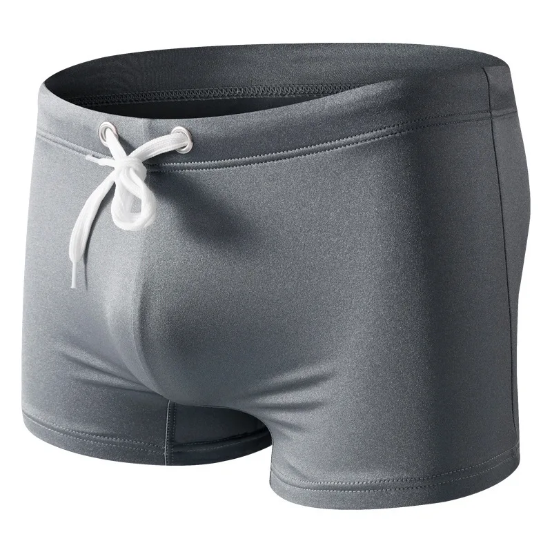Men Swim Shorts Double-Layer Quick-Drying U Convex Pouch Boxers Breathable Thin Ice Silk Board Panties Elastic Swimming Trunks