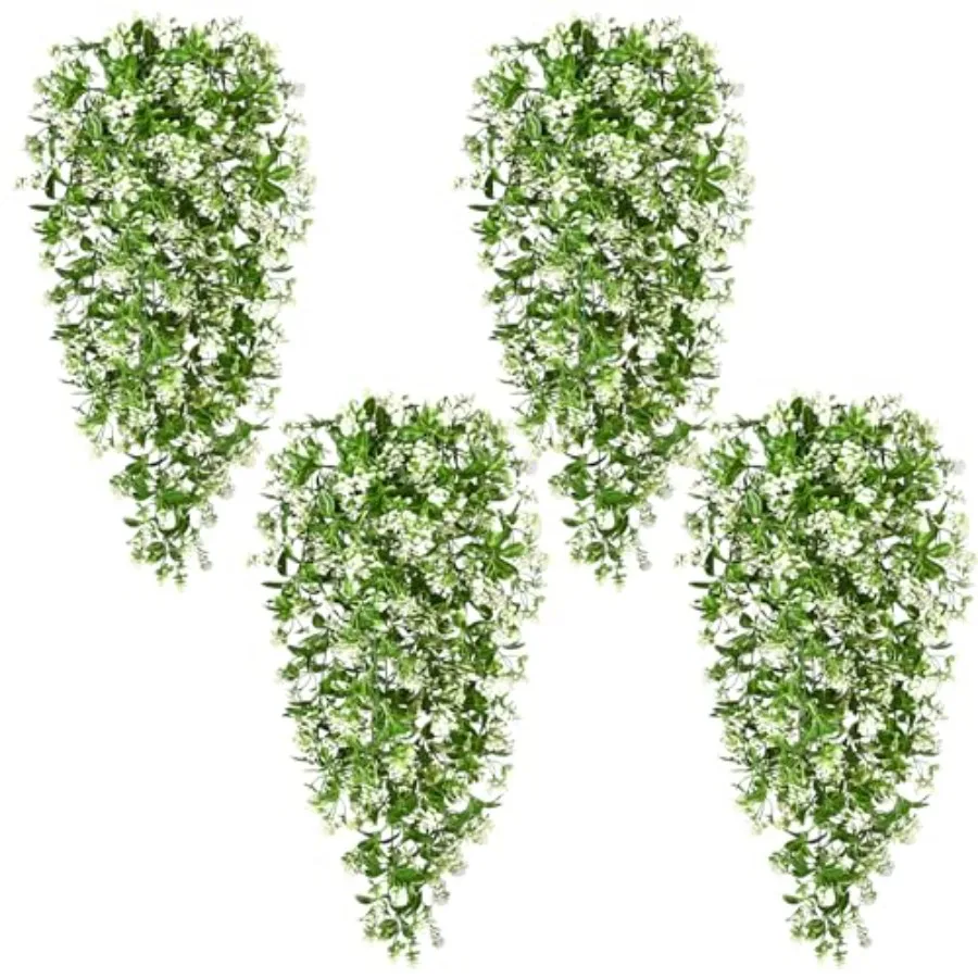 

Fake Hanging, Artificial Hanging Flowers Faux Pothos Vines Greenery for Wall Home Bedroom Living Room Aesthetic Kitchen Office