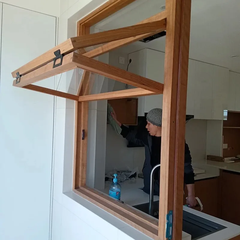 نافذة هوفر كريمية للرياح من الخشب الصلب لأعلى ولأسفل، نافذة قابلة للطي للمطبخ وغرفة المعيشة، إطار خشبي عتيق #6