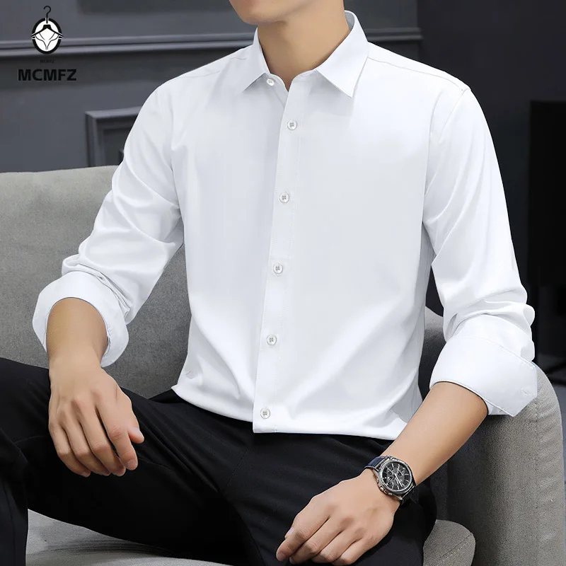 Herren-Business-Casual-Langarmhemd, einfarbig, knitterfrei, bequem, vielseitiges Ganzjahresoberteil