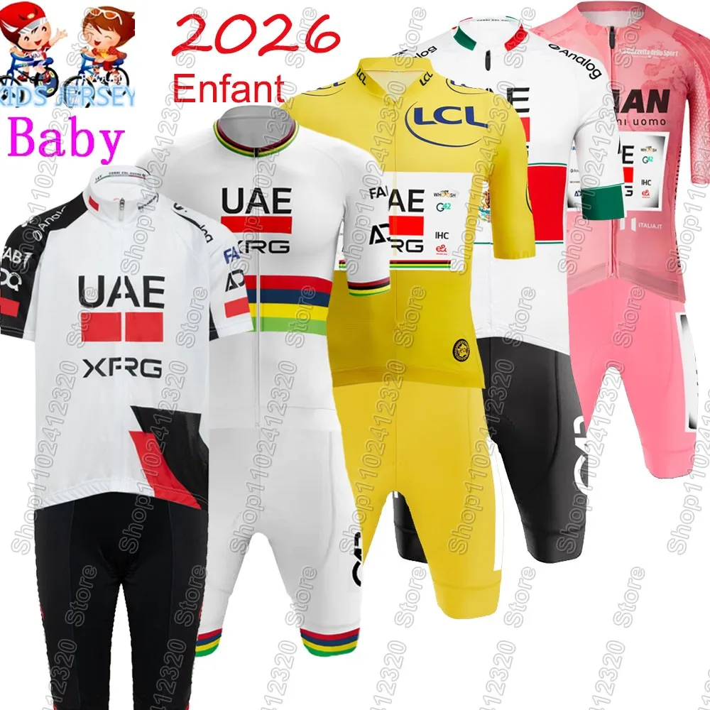 Equipación de Ciclismo para Niños, Emiratos Árabes Unidos 2026, Francia, Giro de Italia, Bélgica, México, Jersey de Ciclismo para Niños y Niñas, Ropa Infantil, Camiseta de Ciclismo, Pantalones