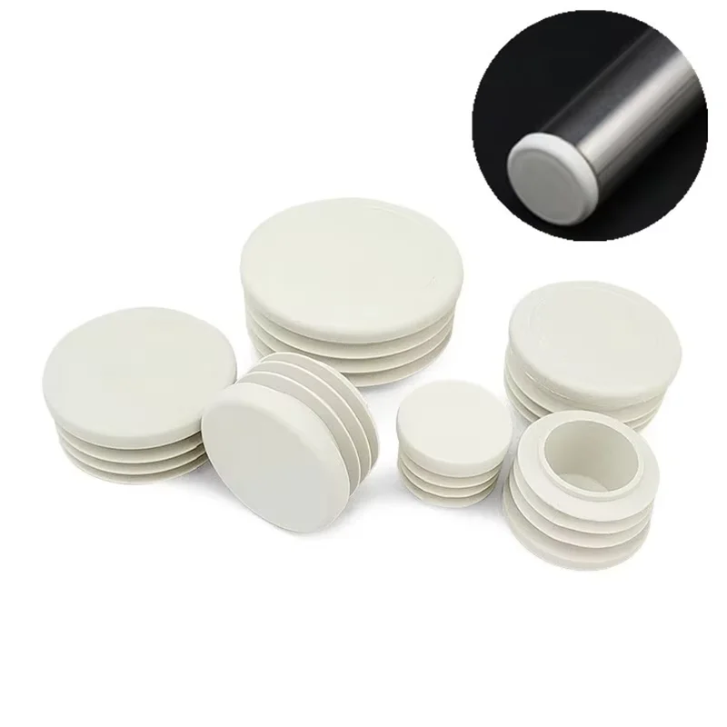 White Plastic Circular Dust Cover Stainless Steel Pipe Iron Pipe Inserted Into the Stopper Chair Foot Pad Cover