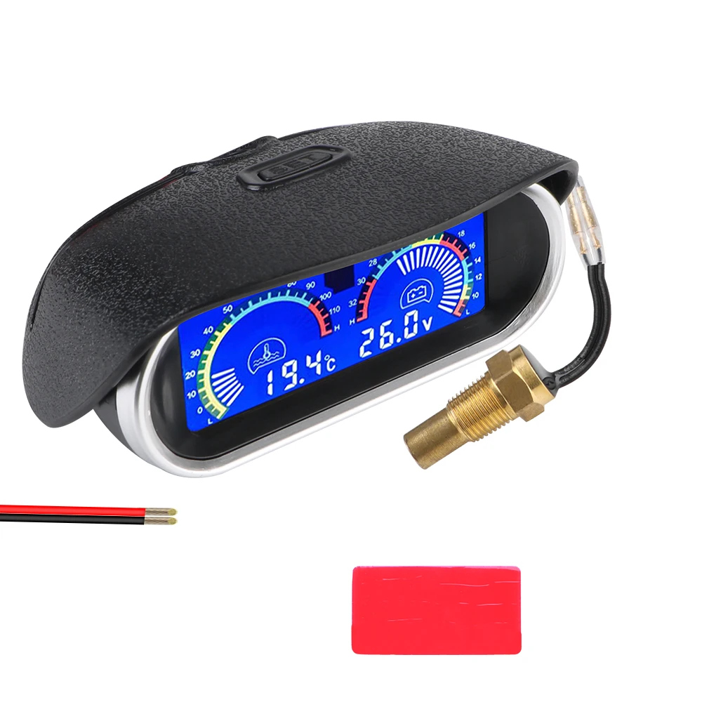 9V-36V Car Voltage Meter Universal Digital Autp Instrumentation ​10mm M10 Temperature Sensor 2 In 1 Water Temp Meter