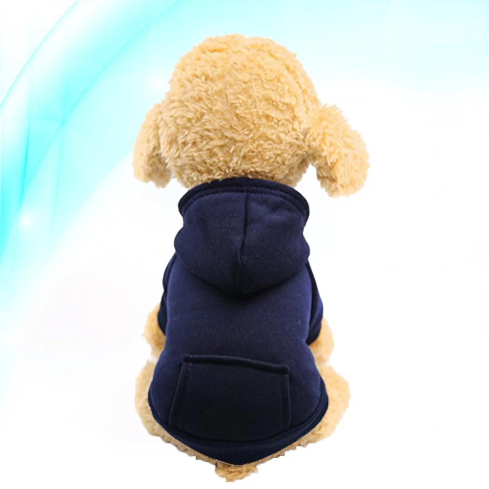 

Pet Warm Hoodie Autumn Winter Dog Clothes Warm Costume Pocket Design Comfortable for Cold Weather Navy Size S Pet Clothes