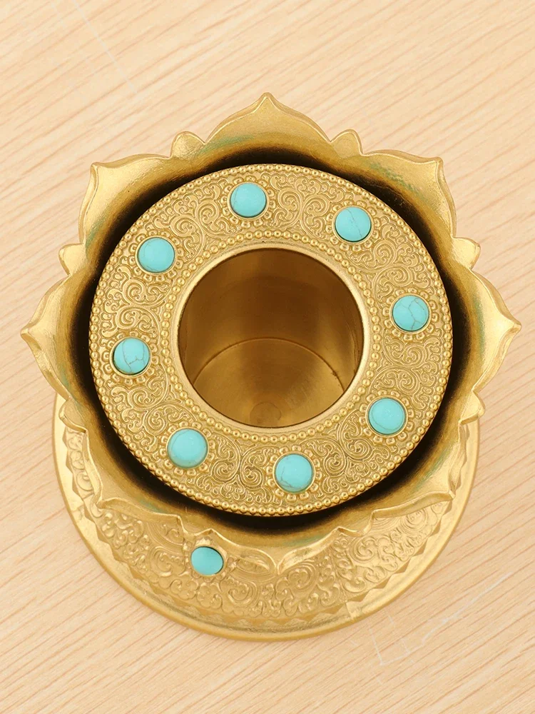 

Hand crank base, copper lotus, eight auspicious, Tibetan bottom bracket, home desktop ornaments, various plug-in basehandicrafts