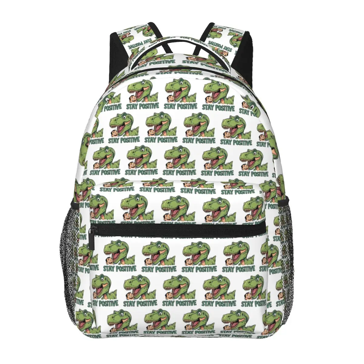 

Stay Positive Funny T-Rex Dinosaur Sticker Student Backpack School Bag Hiking Travel Daypack Fashion Bookbag Shoulder Bags