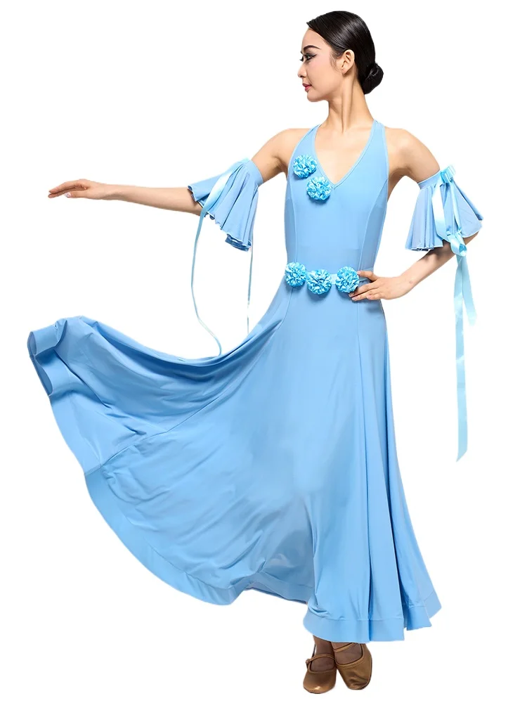 2024 New Modern Dance Dress National Standard Dance Practice Dress Waltz Group Class Dress Y0501