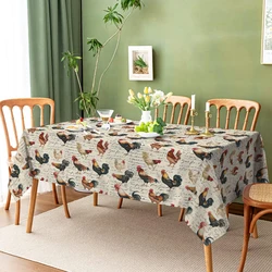 Farmhouse Farmhouse Vintage Rooster Waterproof Rectangular Polyester Tablecloth Home Decor  Kitchen Living Room Wedding Party