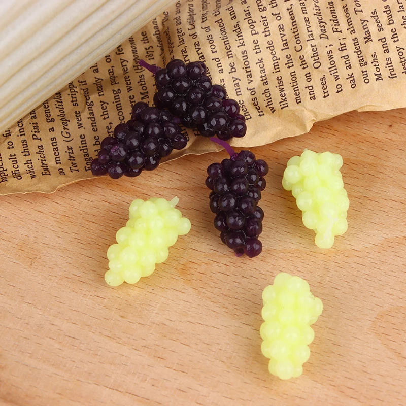 บ้านตุ๊กตา1:12 6ชิ้น/เซ็ตบ้านตุ๊กตาองุ่นสีม่วงเขียวของเล่นอุปกรณ์เสริมสำหรับบ้านตุ๊กตา