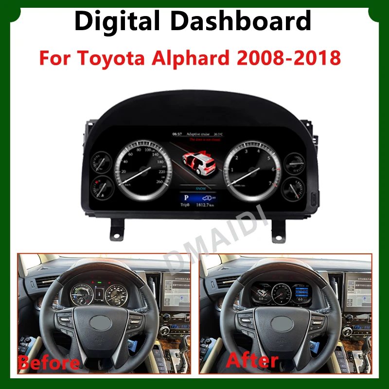 

12.3 Inch Dashboard Display For Toyota Alphard 2008-2018 Car Digital LCD Instructment Panel Linux System Virtual Cockpit