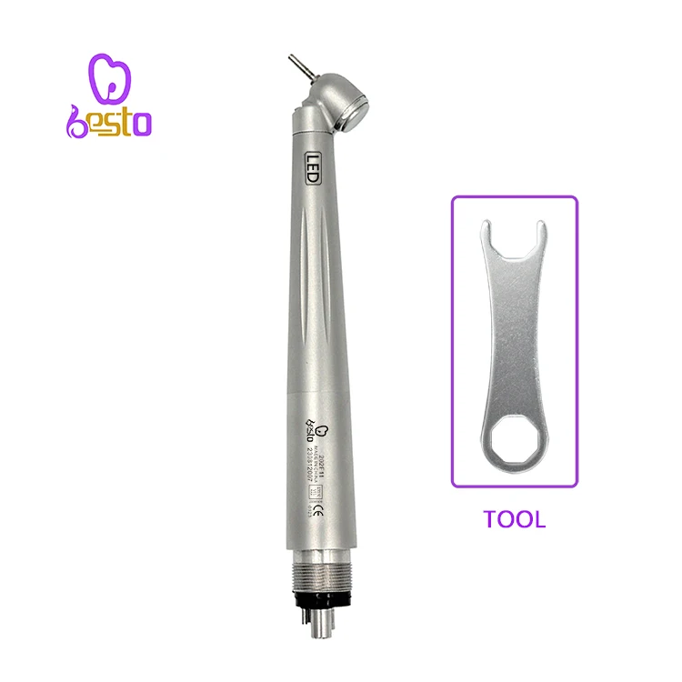 

den tal LED High Speed Handpiece 45 Degree den tal Surgical Air Turbine Stainless Steel den tal Tip 2 Holes for Molar Region