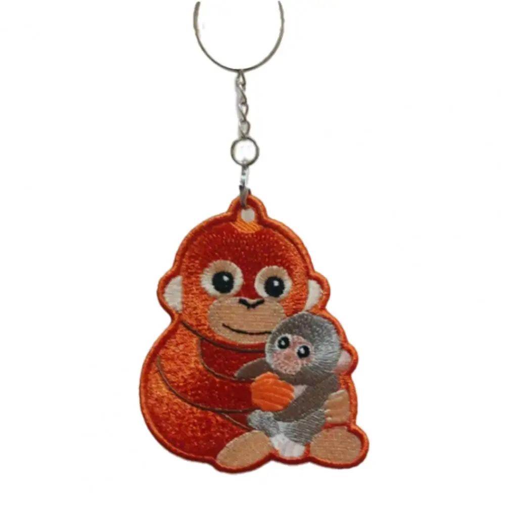 Emotional Support Keychain Monkey Plush Keychain Pendant with Metal Ring Soft Stuffed Hugging Doll Realistic Gorilla for Bags