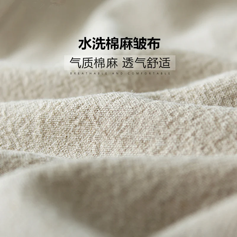 린넨 코튼 혼방 의류 원단 멋진 탑 드레스 바지 반바지 미터당 주름 방지 항균 베이지색