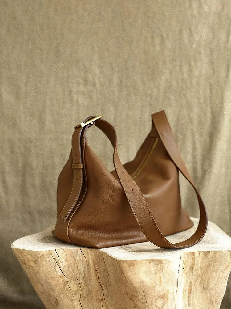 Simple outdoor daily travel natural genuine leather women's shoulder bag casual luxury handmade real cow leather crossbody bags