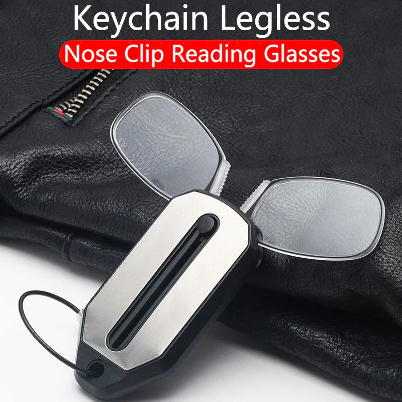 

Portable Nose Clip Reading Glasses Folding Mini Smart Magnifier Ultra Light Diopter +1.0 To +3.0