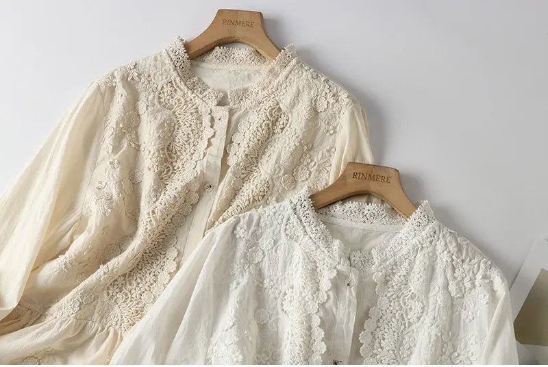 

Японский сладкий топ в стиле Лолиты, изысканная трехмерная кружевная рубашка с цветочным принтом, свободный кукольный воротник, весенне-осенний универсальный женский топ