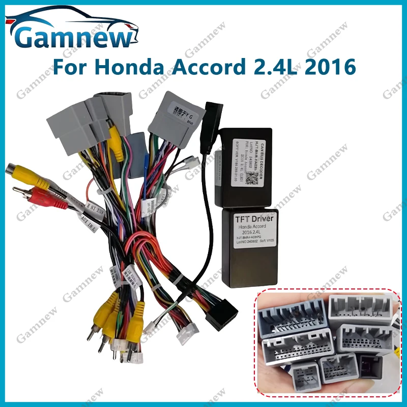

Car 16pin Wiring Harness Adapter Canbus Box Decoder Android Radio Power Cable For Honda Accord 2.4L 2016