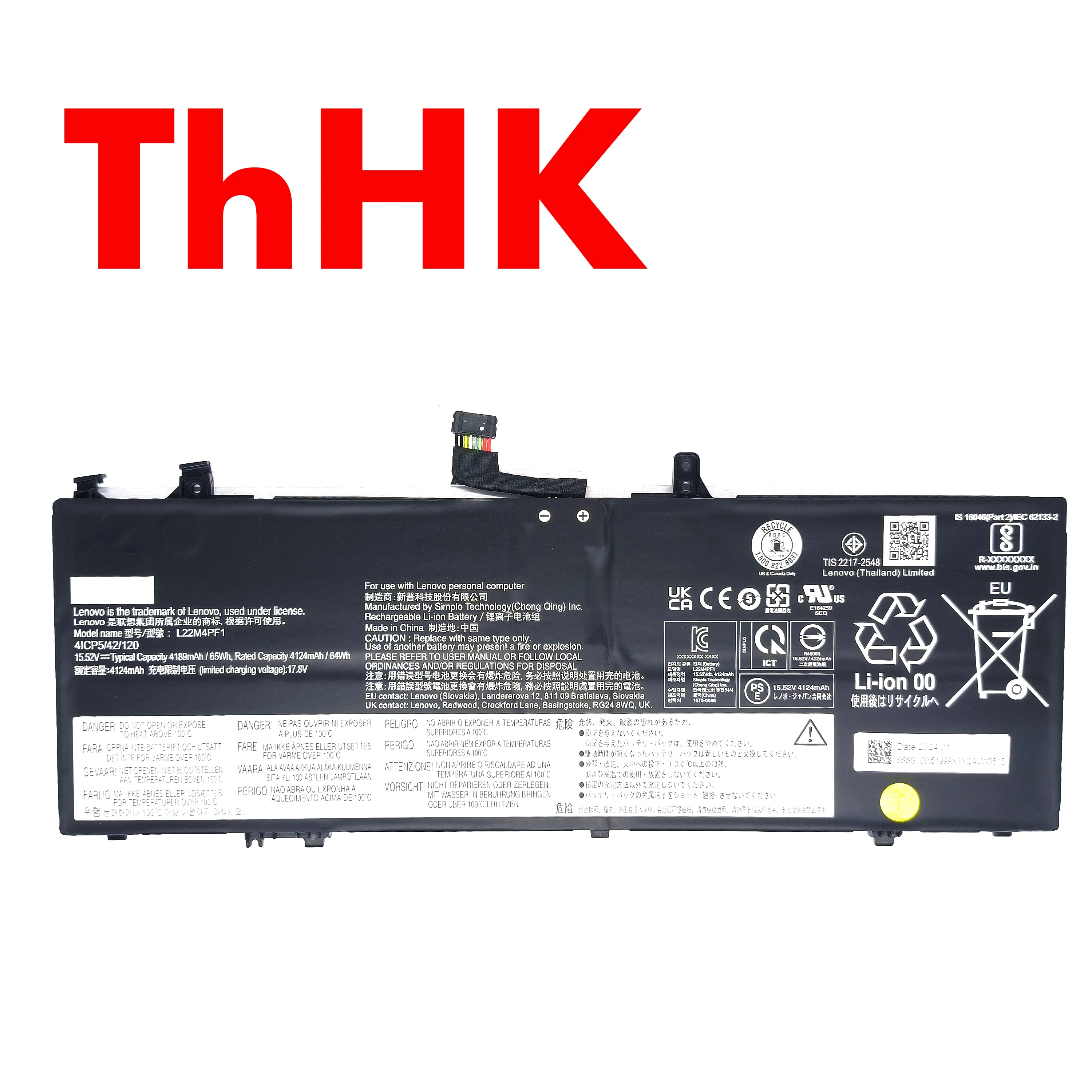 Genuine Original 65Wh L22M4PF1 L22C4PF1 L22D4PF1 SB11J63620 Battery For Lenovo Yoga Slim 6 14IAP8 14APU8 Yoga Slim 7 14IMH9 14IR