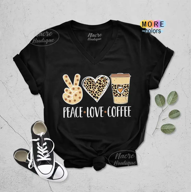 Camisetas de café de amor de la paz y2k, ropa kawaii para mujer, camisetas gráficas, tops y2k