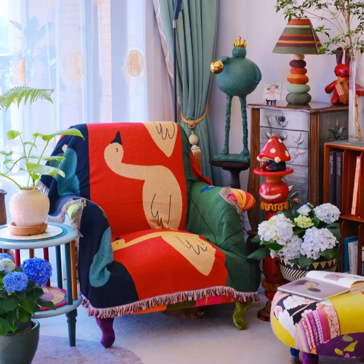 

Скандинавский стильный повседневный плед-покрывало для одноместного дивана, декоративный настенный гобелен для отеля/гостиницы, с растительным цветочным узором