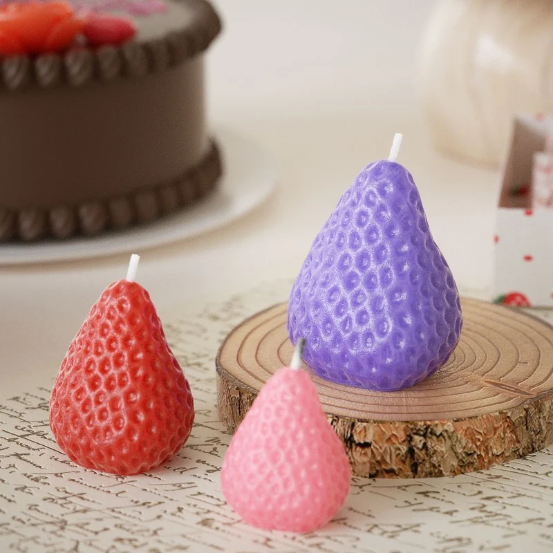 3D Strawberry Candle Silicone Mold DIY Muse Pudding Chocolate Cake Decoration Baking Molds Creative Handmade Aromatherapy Making