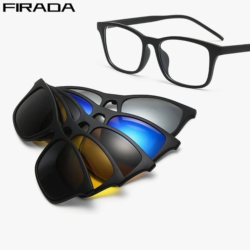 FIRADA Classic Fashion Eyewear Women Vintage Square TR90 UV400 Magnet Eyeglasses Optical Prescription Glasses Frame For Men 2348