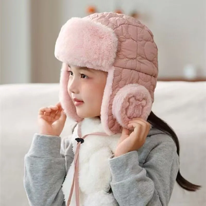

Girls And Boys Warm Ear Protective Hats Cute Thick Windproof Pullover Hats Youngsters' Winter Warm Hat
