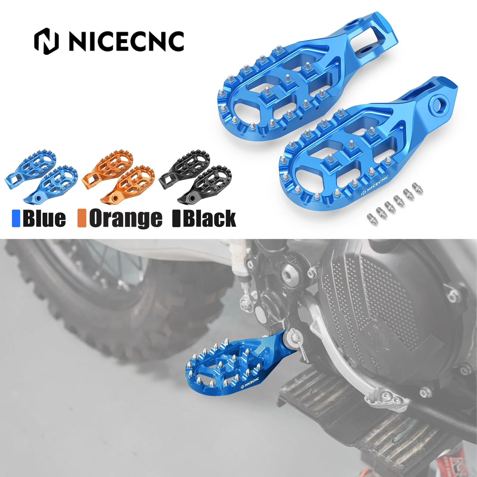 

2024 For Husqvarna TE300 TE FE 501 450 350 300 250 150 125 FC FX TX TC 2023 NICECNC Motorcycle Forged Foot Pegs Footrest Pedal