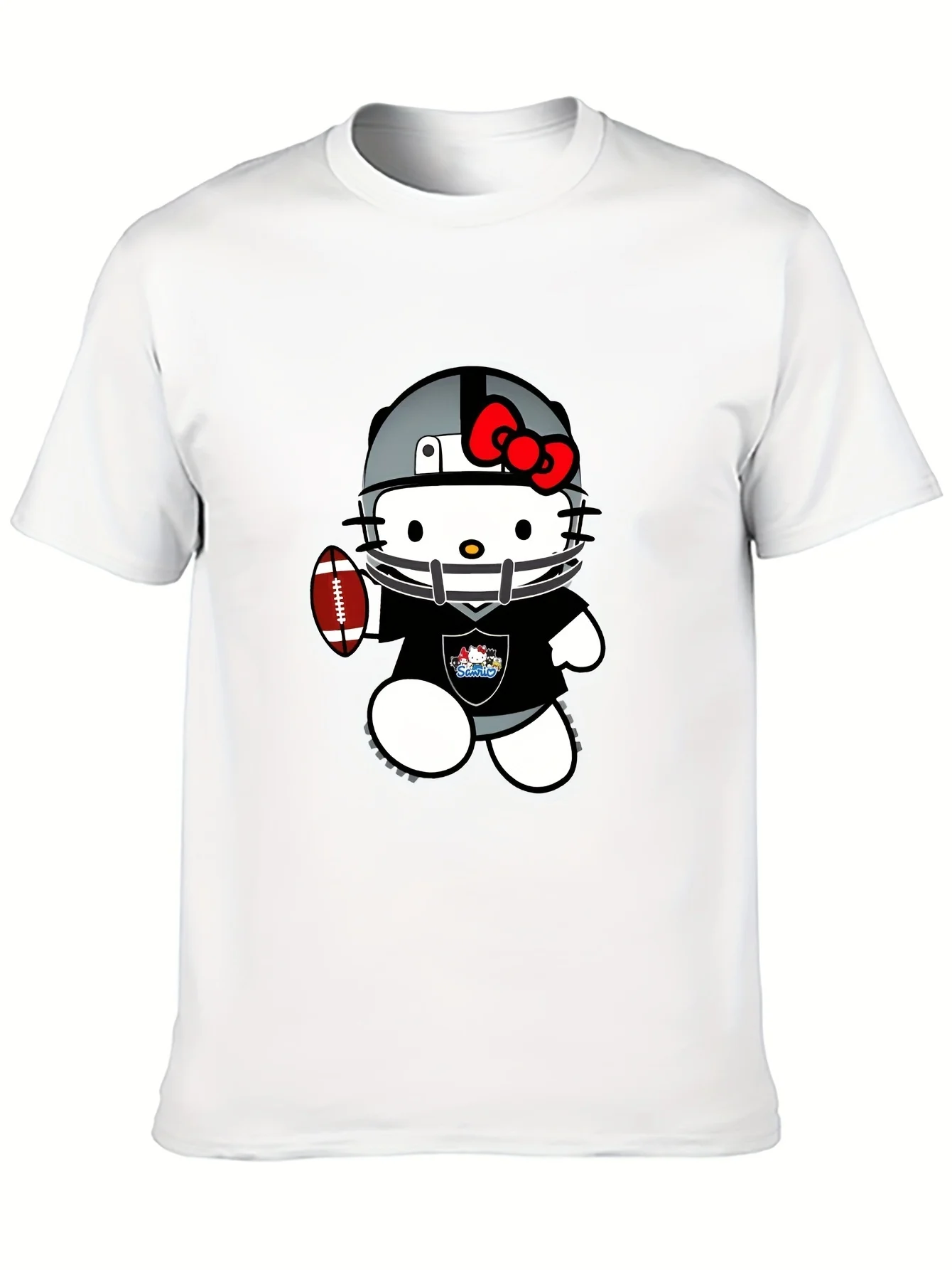 

Мужская и женская футбольная футболка Hello Kitty, свободная футболка с короткими рукавами и нейтральным мультяшным принтом, милый спортивный топ на открытом воздухе