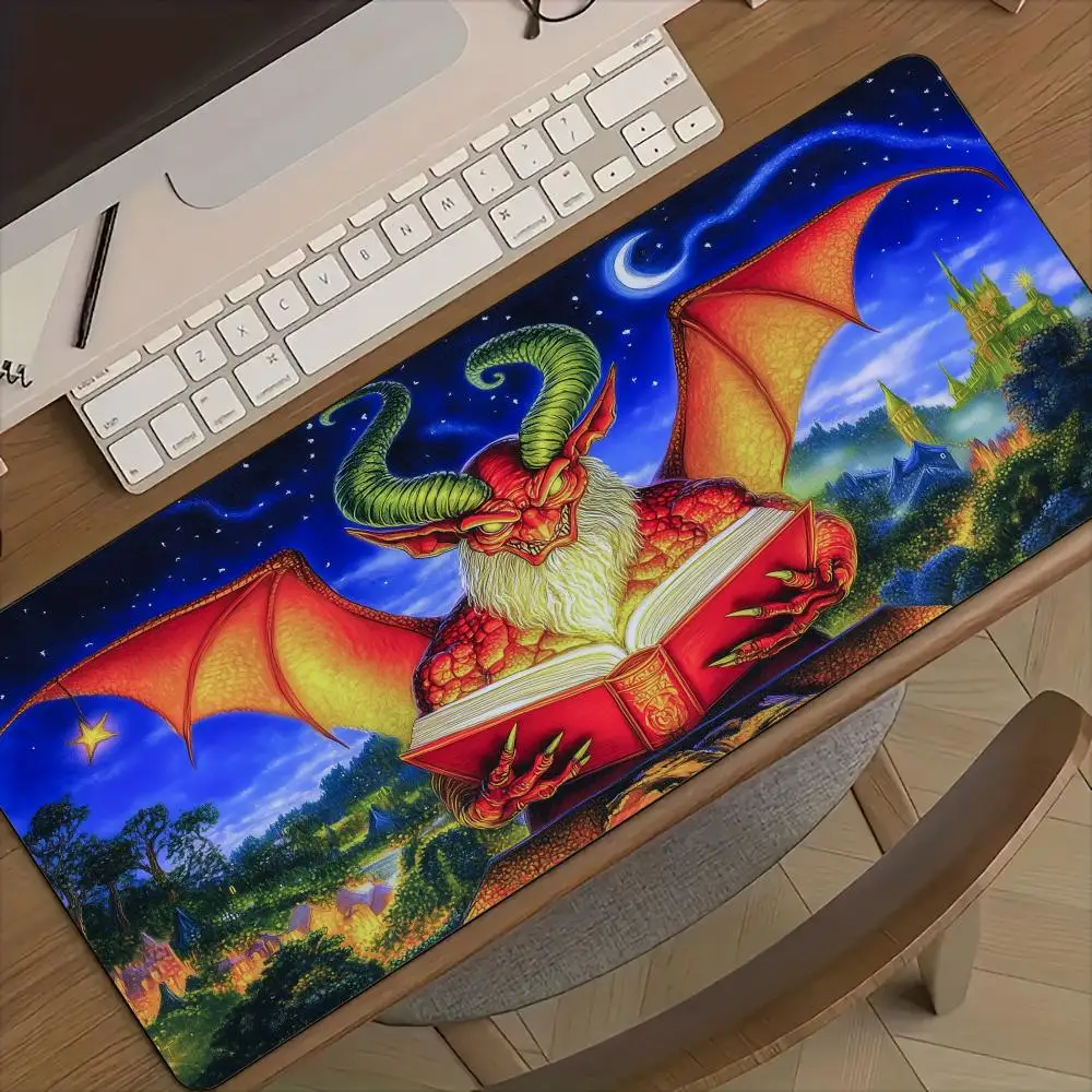 판타지 스타일 악마 테마 마우스 패드 데스크 매트 스티치 처리된 가장자리 미끄럼 방지 고무 베이스 PC 액세서리 게임 매트 매직 플레이매트