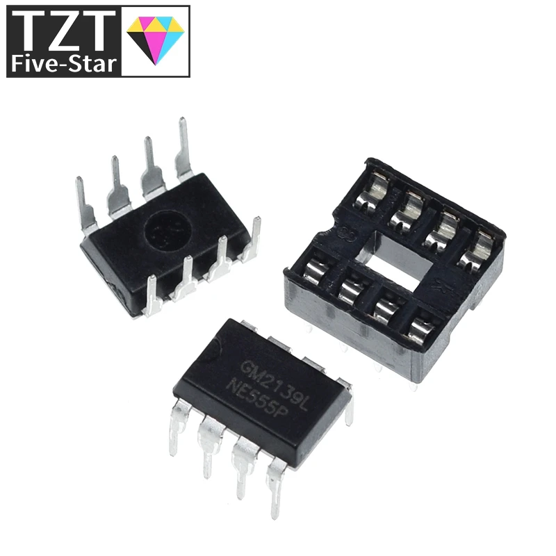DIYTZT 10 قطع، (5 كل) NE555 NE555P IC 555 لمذبذب برمجة الموقت