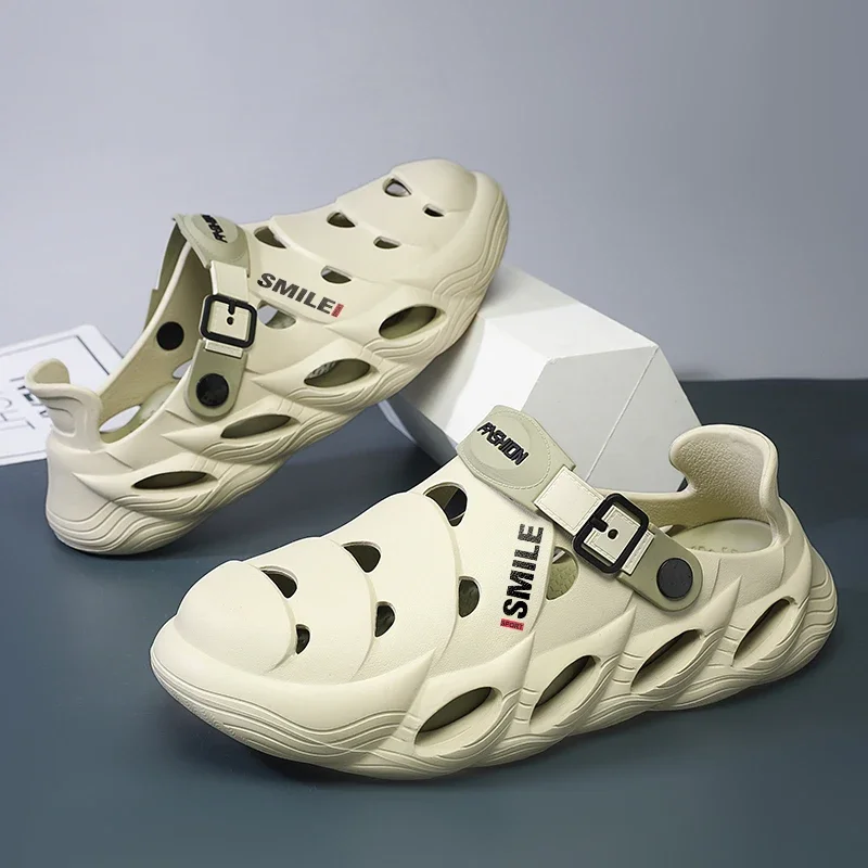 

Спортивные тапочки, пляжные шлепанцы, дышащие сабо, мужская повседневная садовая обувь, мужские уличные сандалии, нескользящие походные мужские уличные сандалии