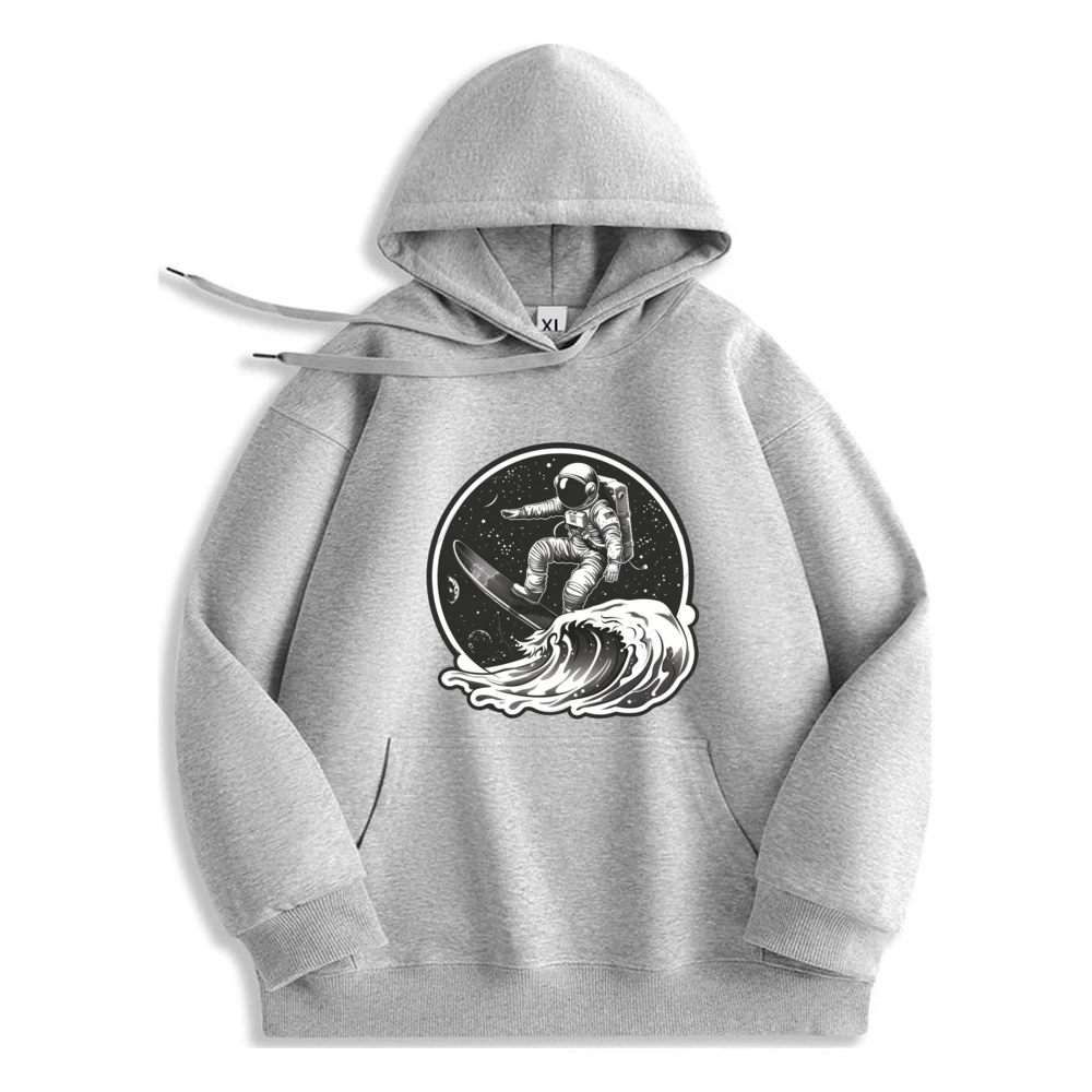 Astronaut Surfing On The Waves Of Space Funny Hoodie Luxury Designer Clothes Men's Sweatshirt Casual Tops