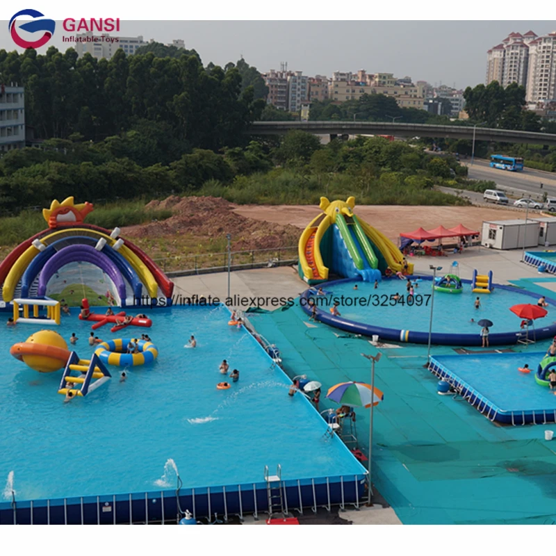 Intex-PISCINA rectangular desmontable de metal y acero, piscinas sobre el suelo para Parque Acuático