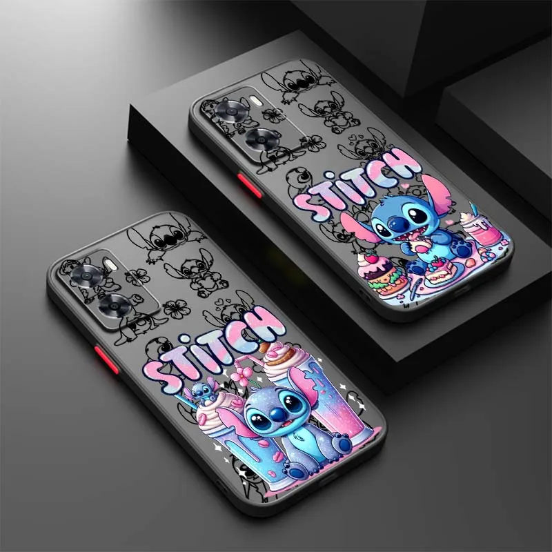 

Stitch Ice Cream Cute Phone Case For OPPO Find X3 X5 Lite Pro A98 A94 A93 A78 A79 A76 A58 A57 5G Frosted Translucent