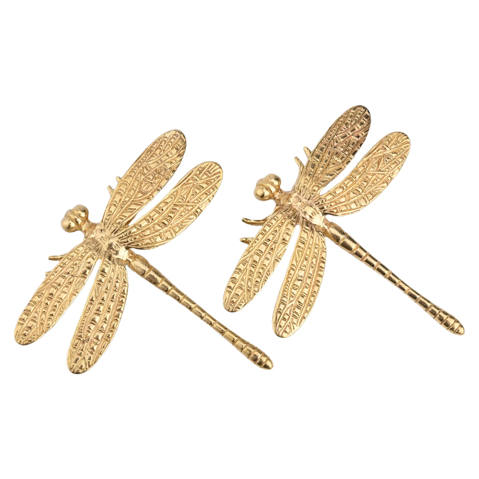 2Pcs Brass Handle Drawer Cabinet Dreeser Pull Knob Creative Gold Dragonfly Butterfly Shape With Screw Kit Furniture Component