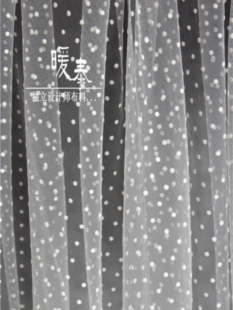 Snowflake White Dot Velvet Mesh Fabric Soft for Diy Sewing Wedding Dress Fluffy Skirt Fashion Design Fabrics By Meter Wholesale