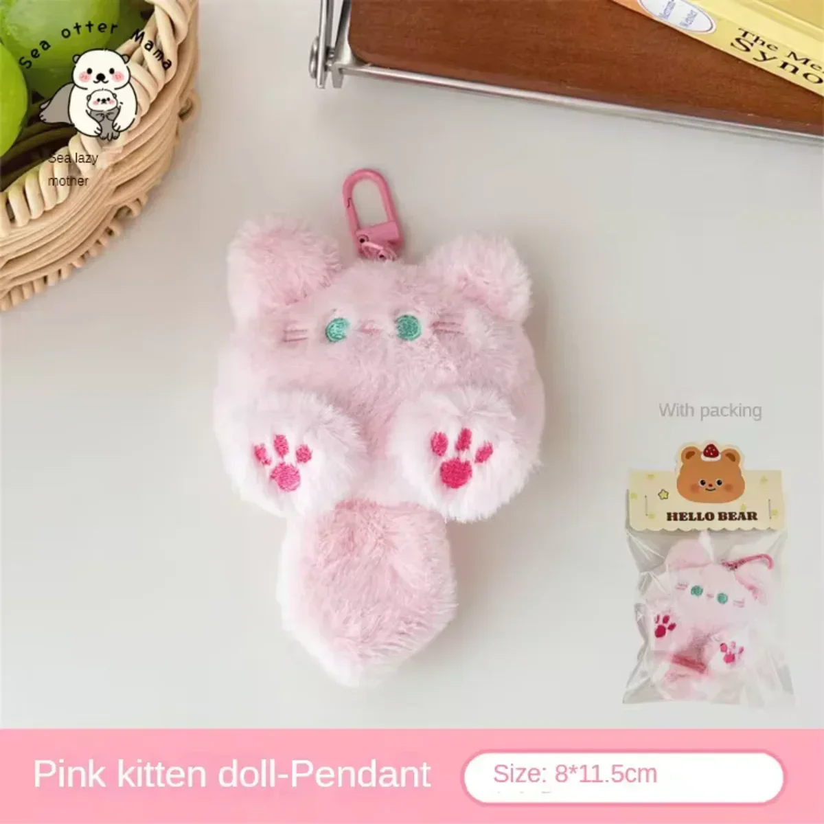 Llavero de gato de peluche: adorable colgante de gatito relleno para mochilas y bolsos, lindo conjunto de regalo para pareja